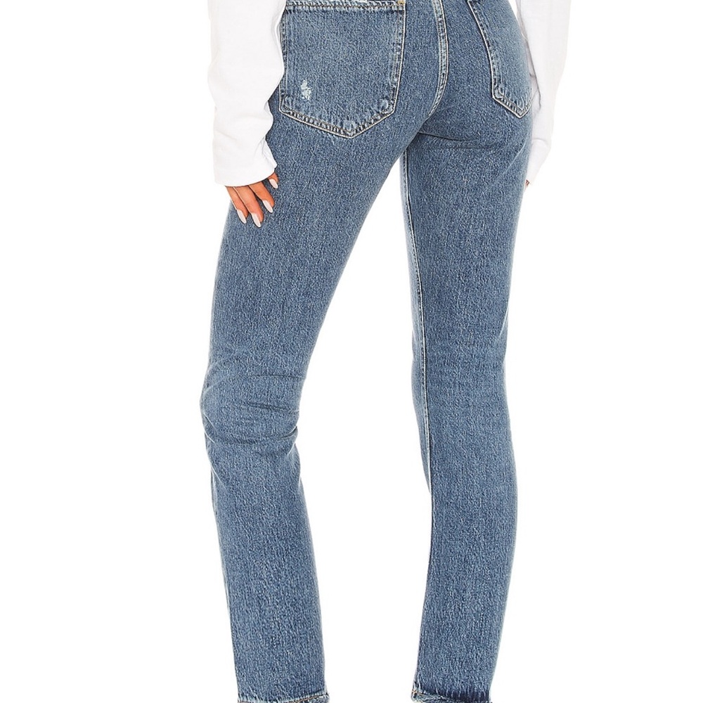 Agolde Riley high rise straight crop jean in Frequency